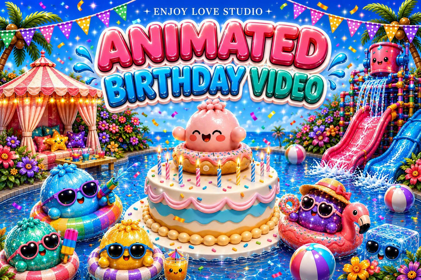 Animated Pool Party Birthday Invitation preview 2