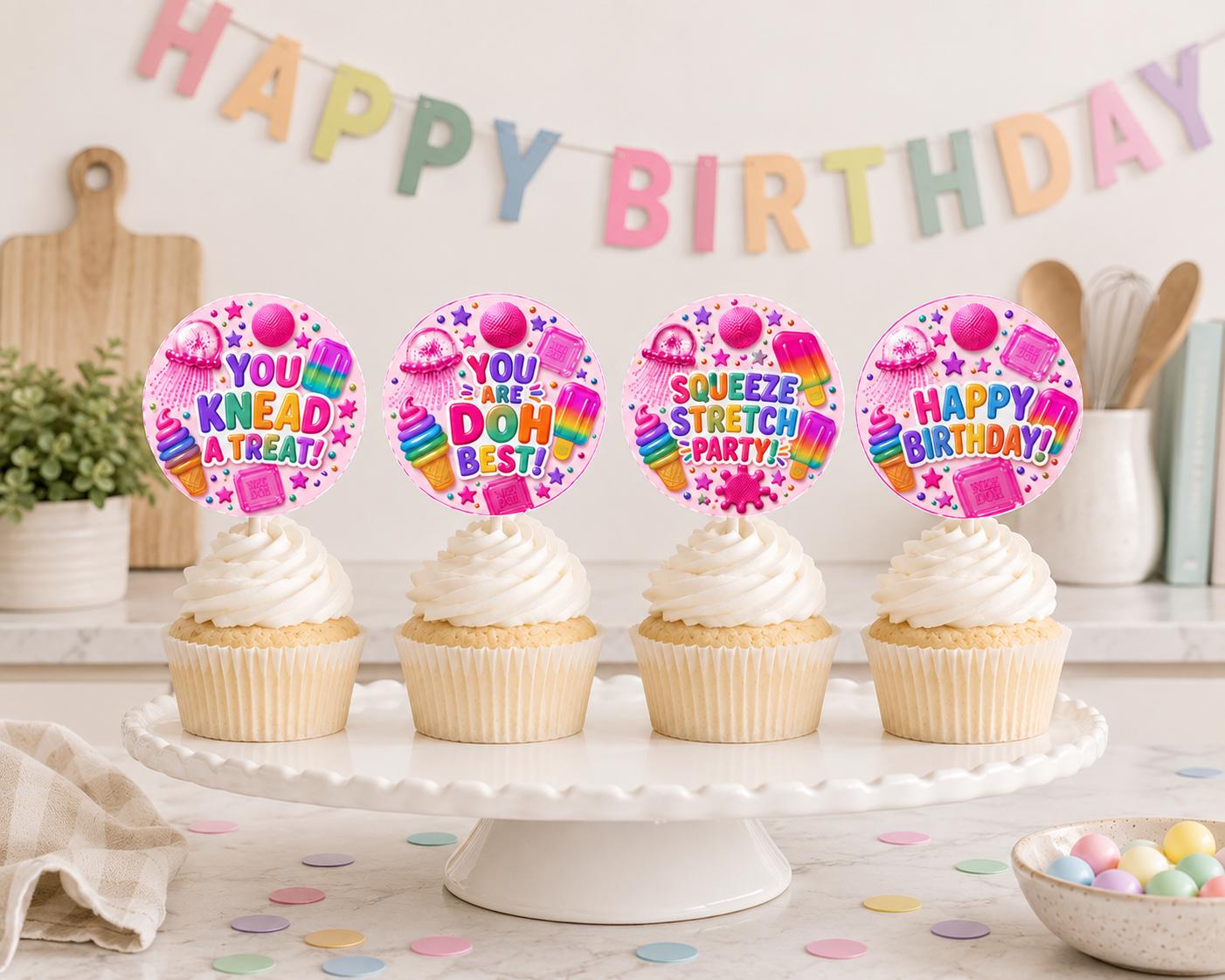 NeeDoh Squishy Birthday Cupcake Toppers preview 3