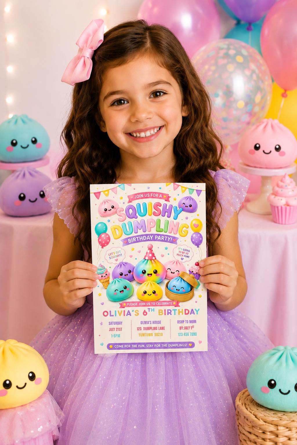 Squishy Dumpling Birthday Invitation preview 5