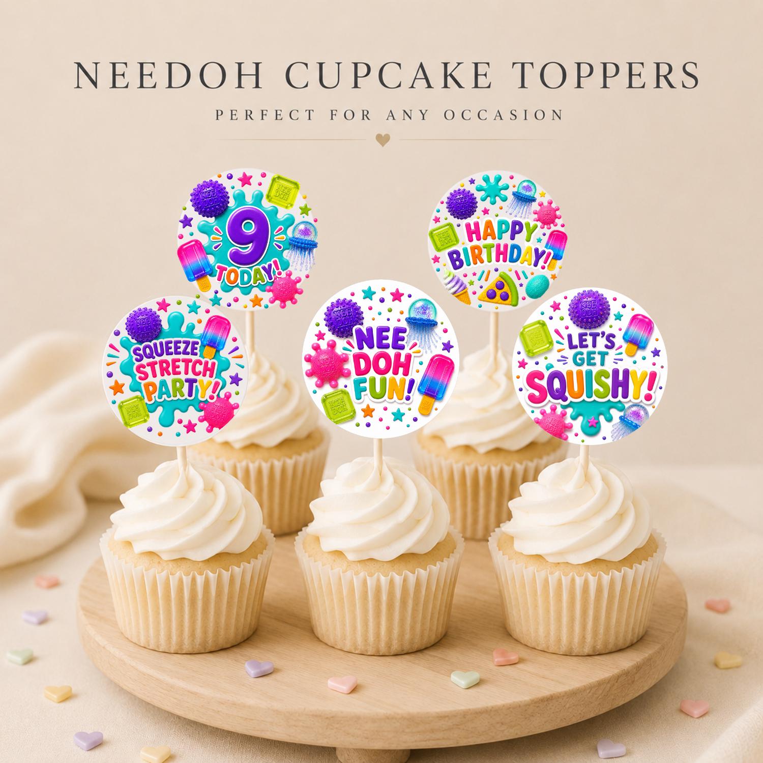 Needoh Squishy Birthday Cupcake Toppers preview 2