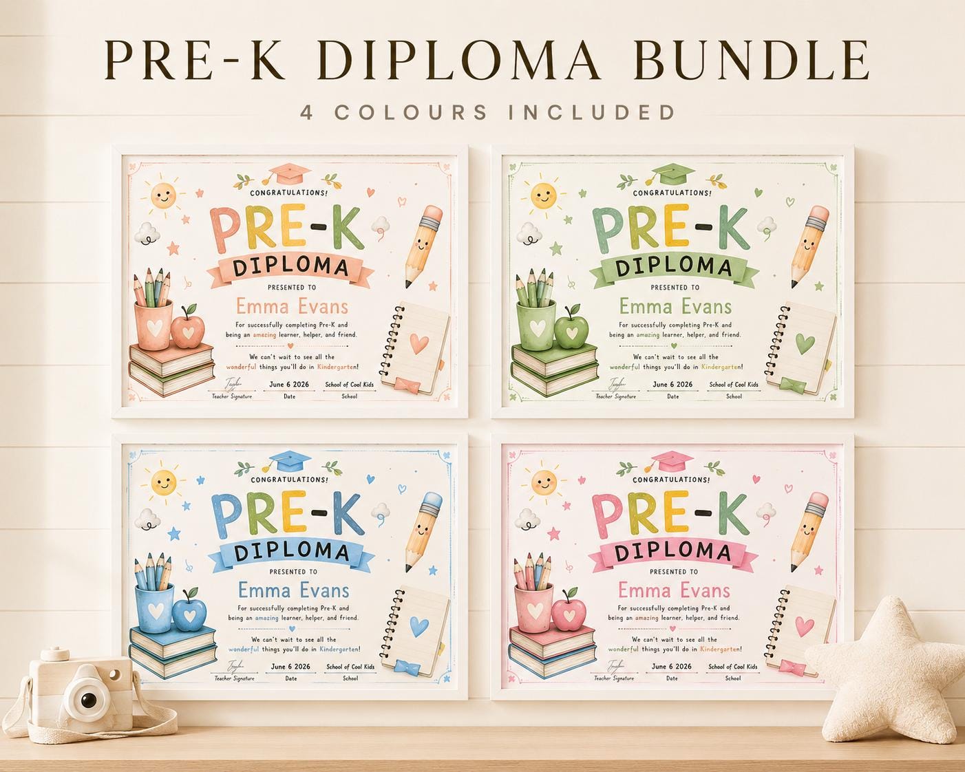 Editable Pre-K Diploma Bundle digital product
