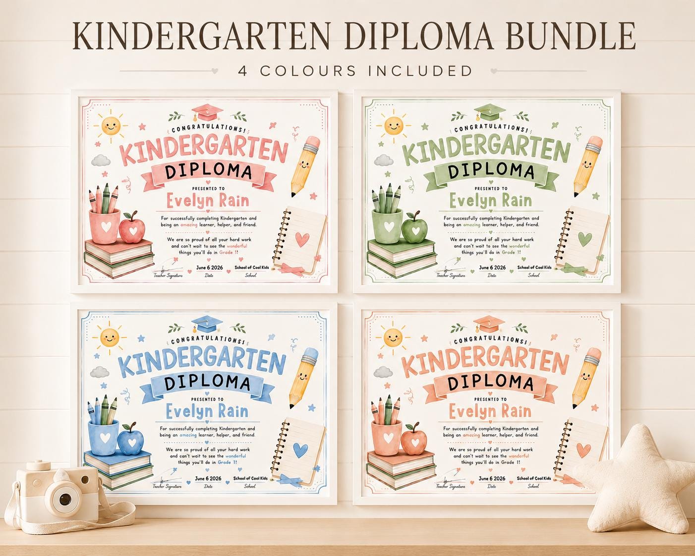 Editable Kindergarten Diploma Bundle digital product