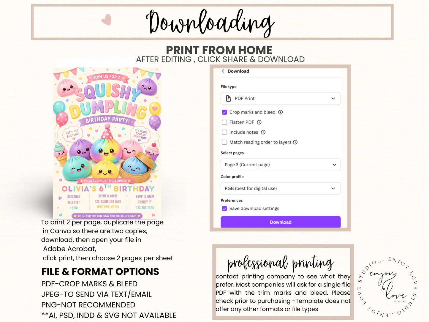 Squishy Dumpling Birthday Invitation preview 8