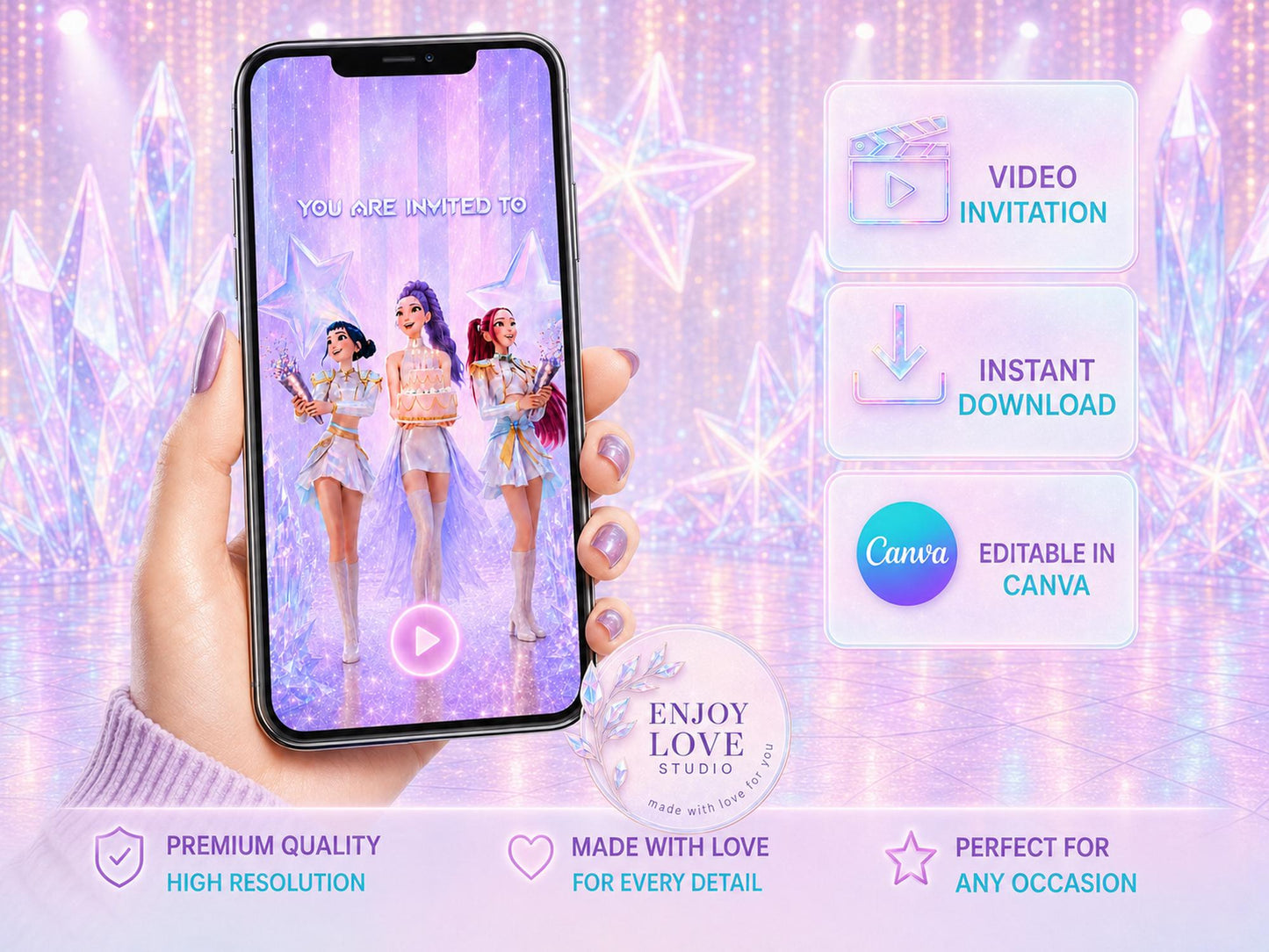 Animated K-Pop Birthday Video Invitation preview 3