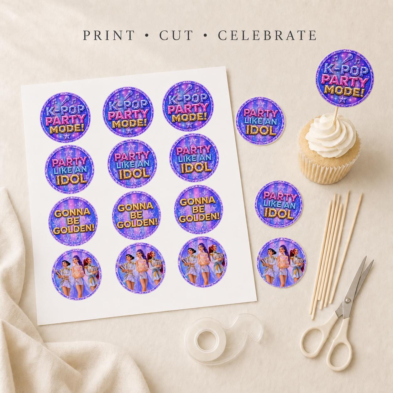 K-Pop Birthday Cupcake Toppers preview 7