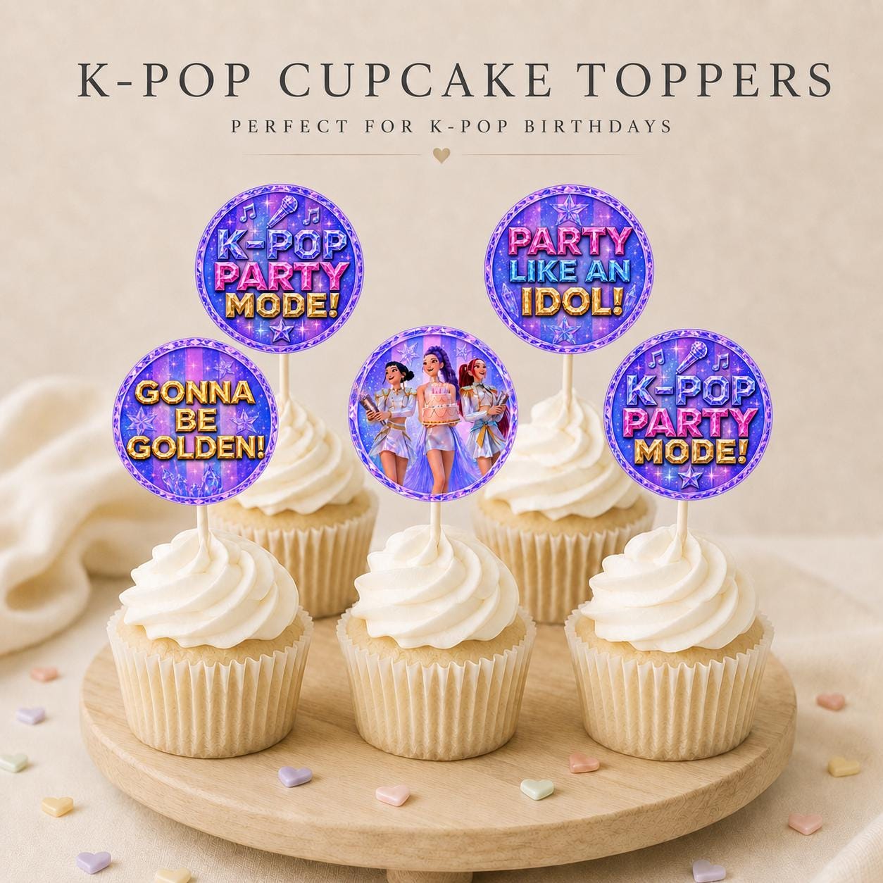 K-Pop Birthday Cupcake Toppers preview 2
