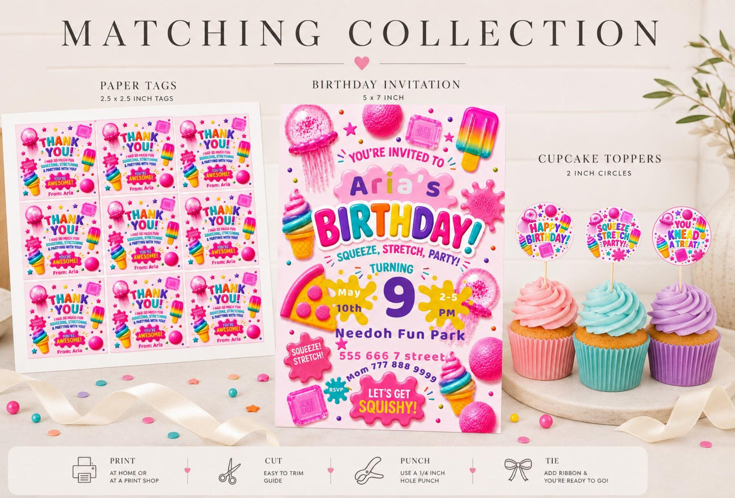 NeeDoh Squishy Birthday Cupcake Toppers preview 6