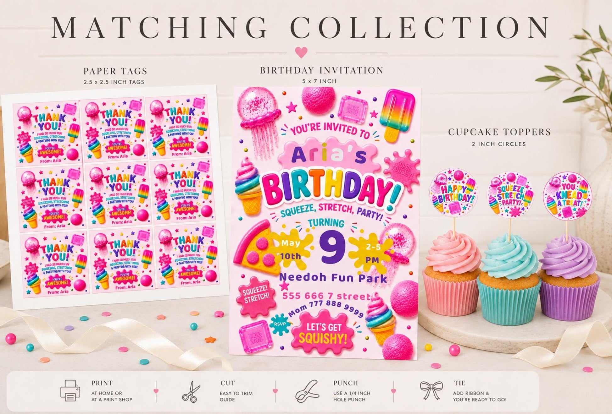 NeeDoh Squishy Birthday Cupcake Toppers preview 6