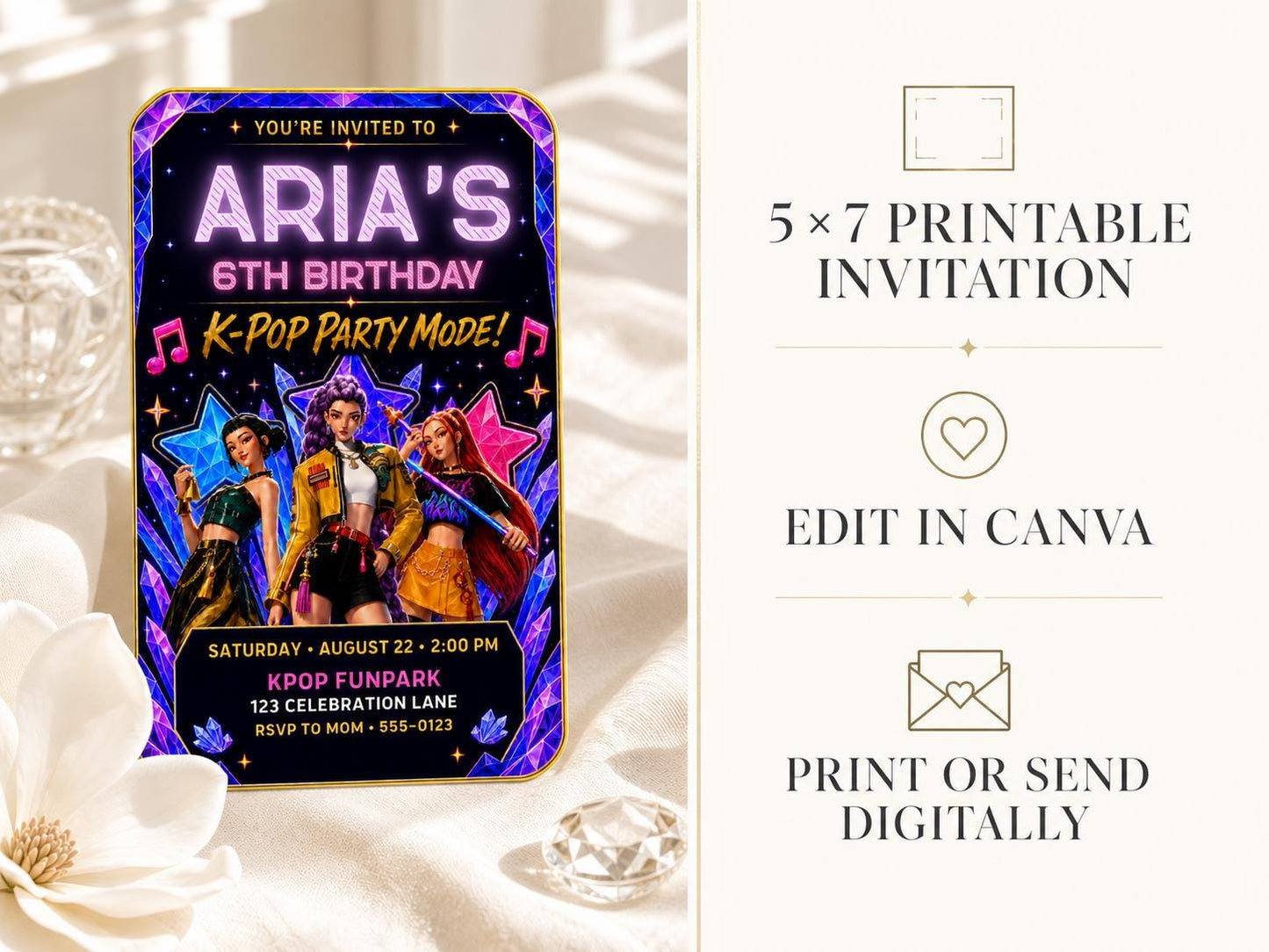 Huntrix K-Pop Birthday Invitation preview 5