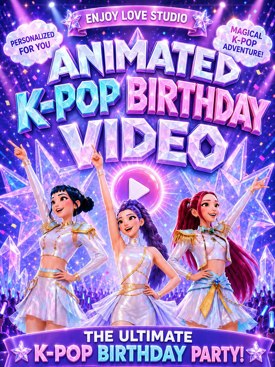 Animated K-Pop Birthday Video Invitation preview 2