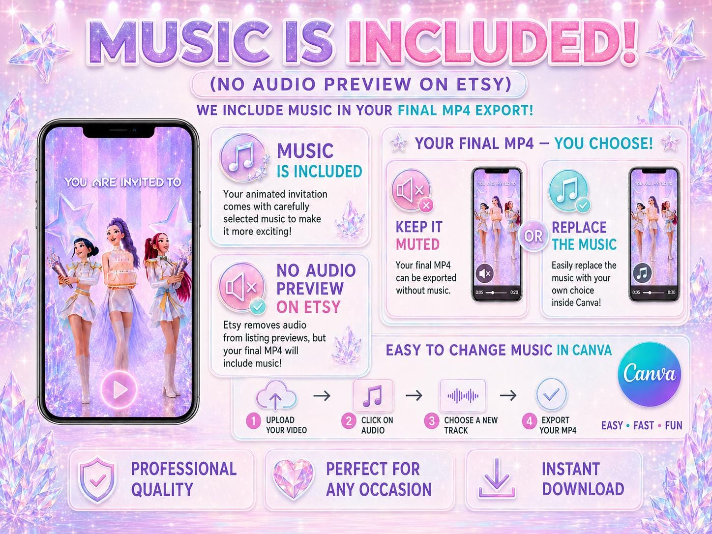 Animated K-Pop Birthday Video Invitation digital product
