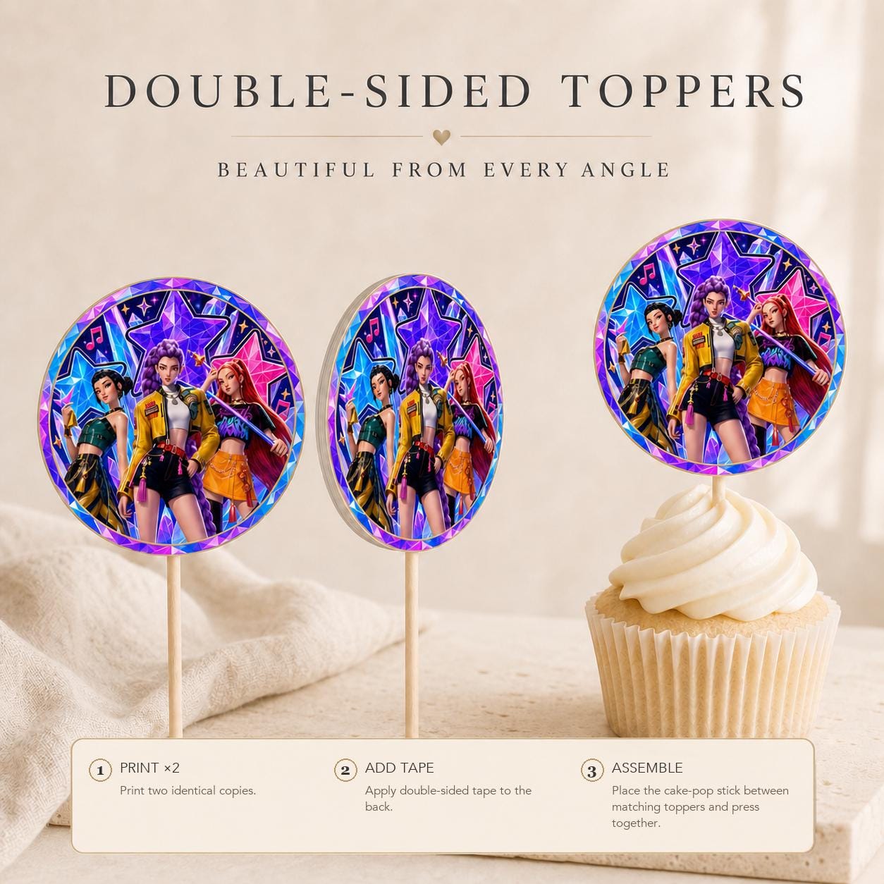 Huntrix K-Pop Birthday Cupcake Toppers preview 7