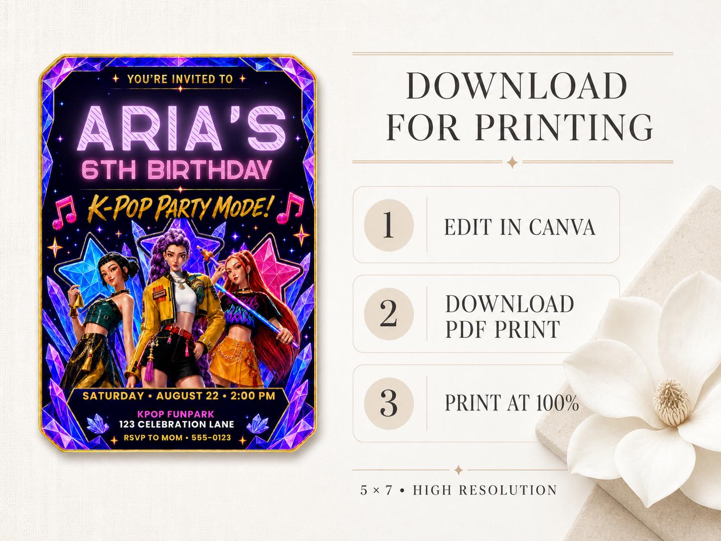 Huntrix K-Pop Birthday Invitation preview 10