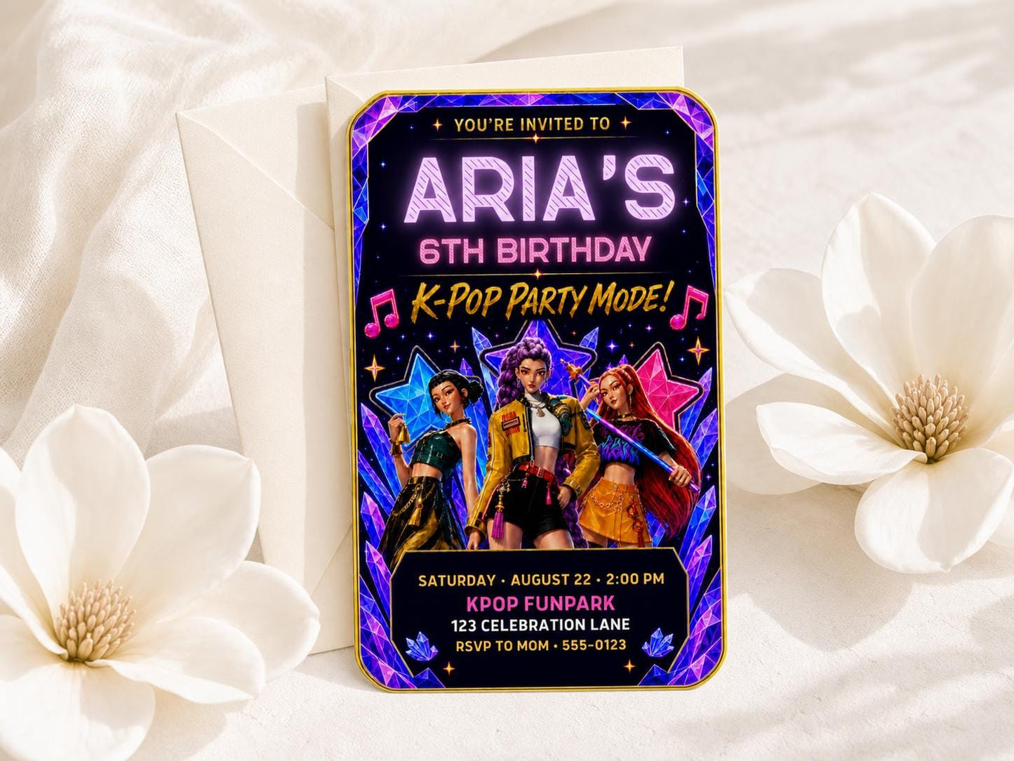 Huntrix K-Pop Birthday Invitation preview 2