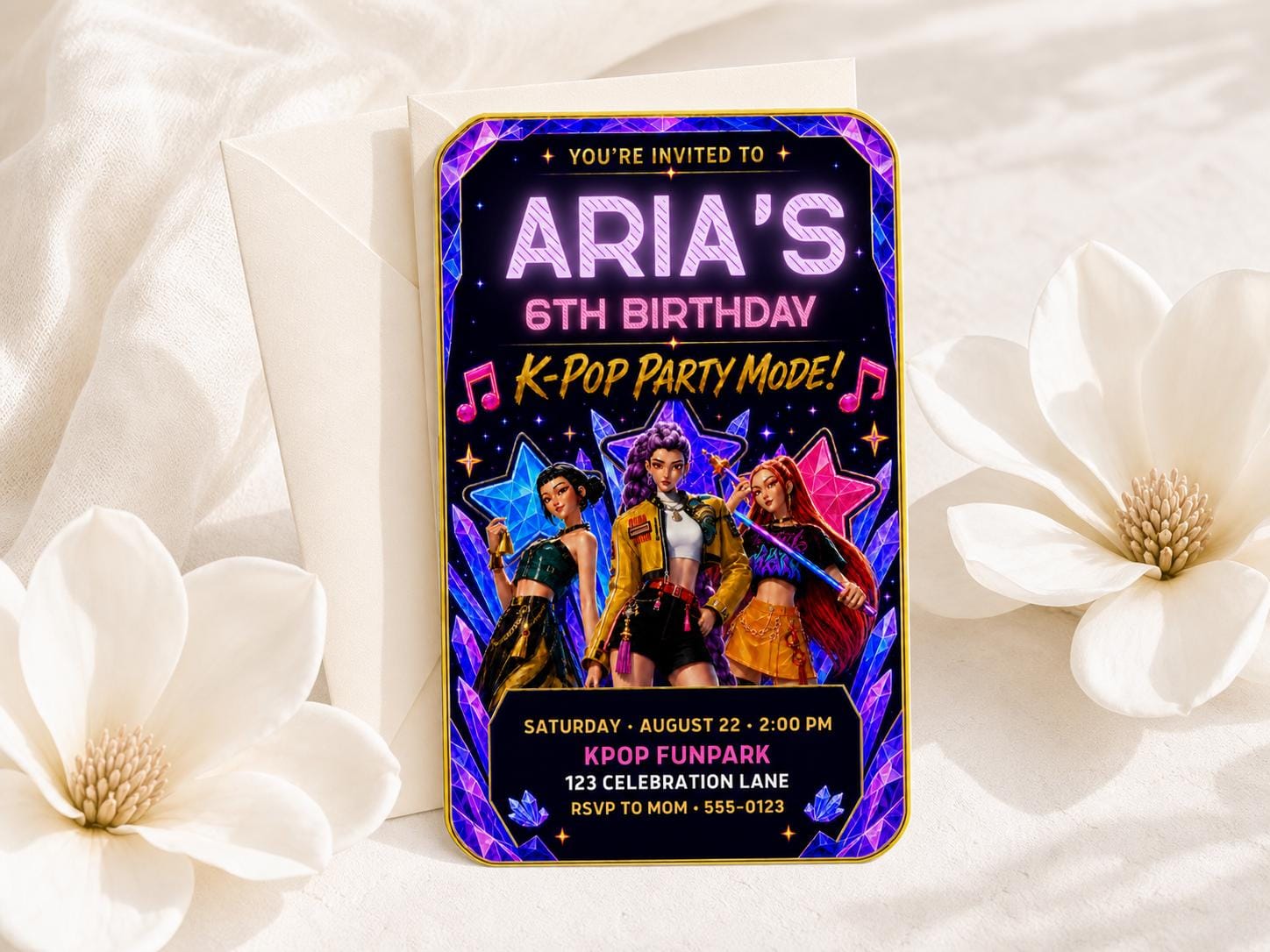 Huntrix K-Pop Birthday Invitation preview 2