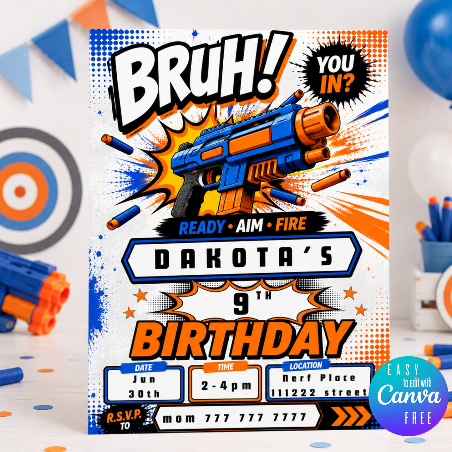 Nerf Birthday Invitation