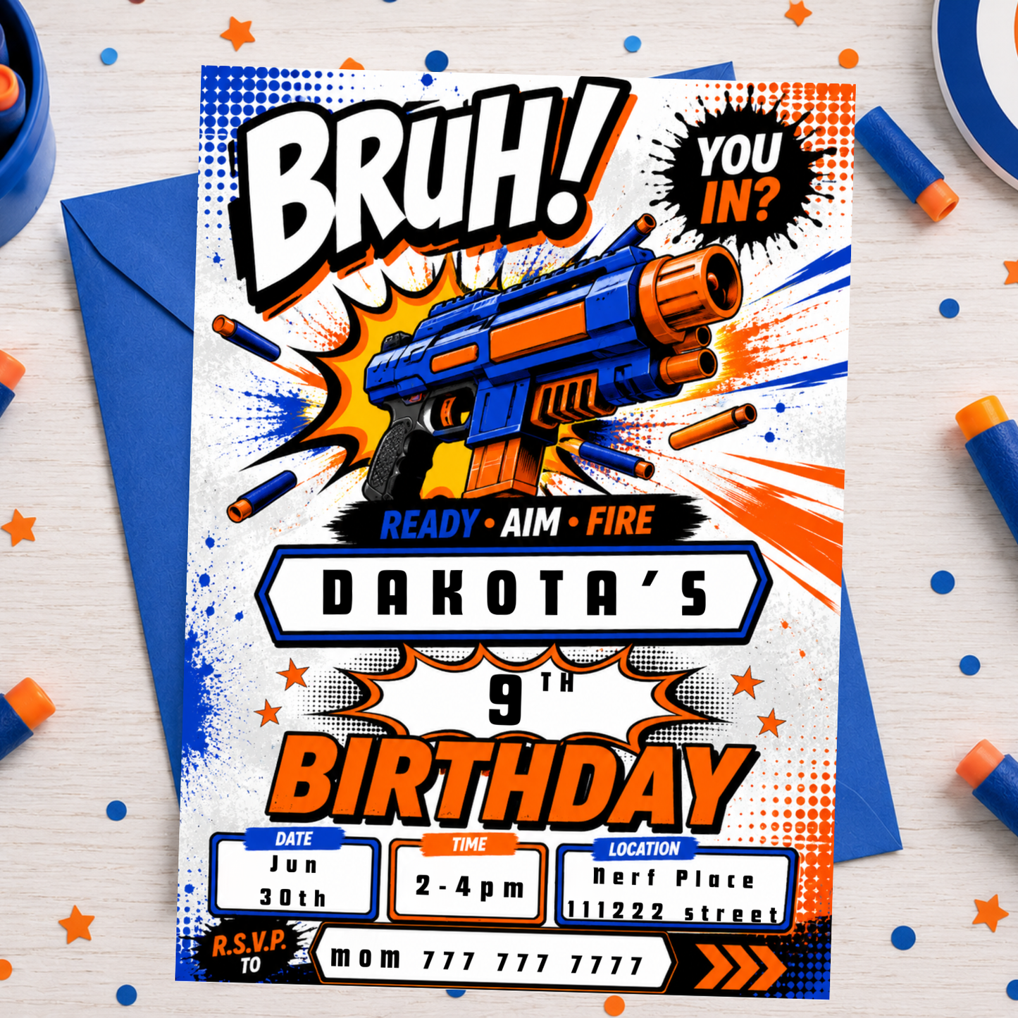 Nerf Birthday Invitation