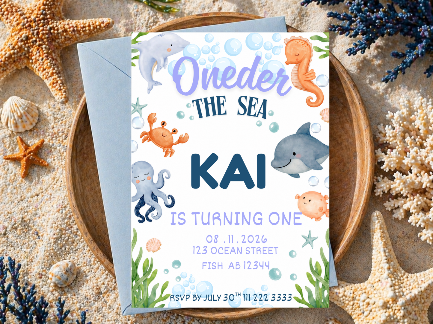 Oneder the Sea Birthday Invitation