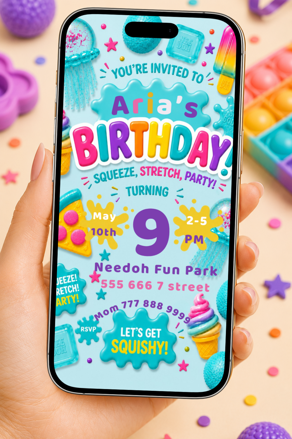 Needoh Turquoise Birthday Invitation