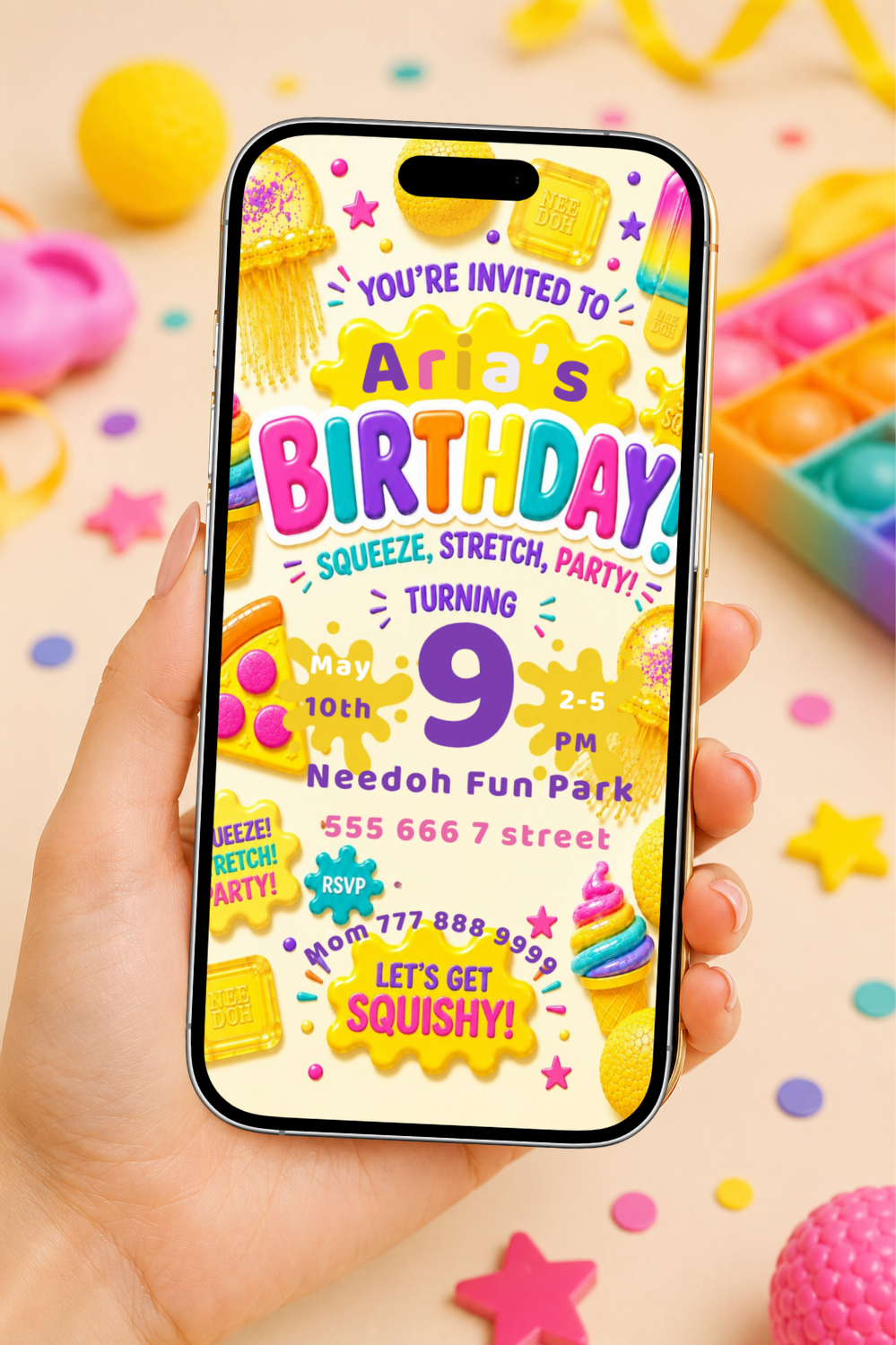 Needoh Yellow Birthday Invitation